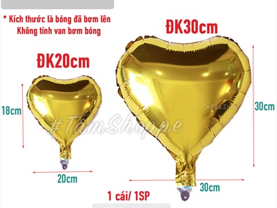 Bong bóng kiếng trái tim trơn màu nhiều cỡ BBK-TIM-03